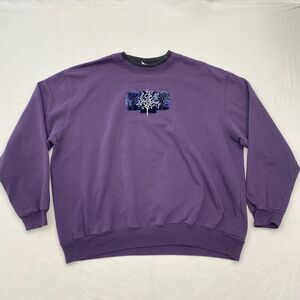 Top Stitch Embroidered Sweatshirt Womens 2X Purple Grandmacore Vintage